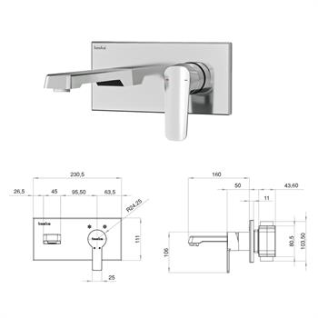 Teska Quasar Ankastre Lavabo Bataryası Krom E5100
