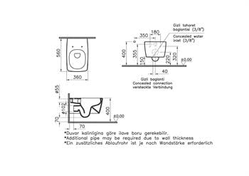 VitrA Asma Klozet Metropole Rim-ex Kanalsız, 56 cm, Mat Siyah, 7672B083-0559  (sadece istanbul teslimat için uygundur )