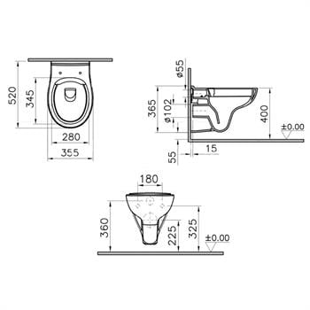 VitrA Asma Klozet, S20 Round SmoothFlush, 52 cm, 7644L003-0850  (sadece istanbul teslimat için uygundur )