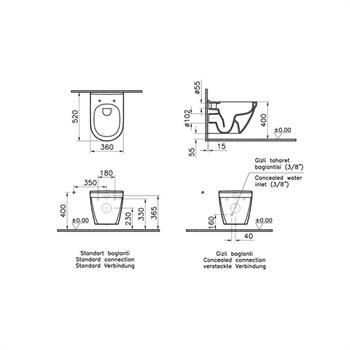 VitrA Asma Klozet, S50 Rim-ex, Kanalsız, 7740B003-0850  (sadece istanbul teslimat için uygundur )