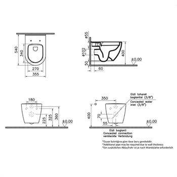 VitrA Asma Klozet, S60 SmoothFlush, 54 cm, 7510L003-0075  (sadece istanbul teslimat için uygundur )
