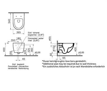 VitrA Asma Klozet Sento Rim-ex Kanalsız, 7748B003-0559