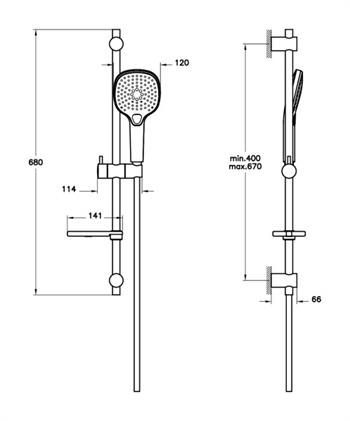 Vitra Bliss Square 3F Sürgülü El Duşu Takımı A45775