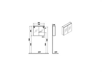 Vitra Core Dolaplı Ayna Üstten Aydınlatmalı, 80 Cm, Hareli Doğal Ahşap 67617