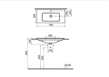 Vitra Etajerli Lavabo, Mia, 79 cm, 7462L003-0001