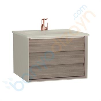 Vitra Frame Lavabo Dolabı, 60 cm, Lavabolu, Mat Bej-Moka Meşe (5707 Mat Bej Lavabo Dahil)