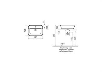 Vitra Geo Dikdörtgen Çanak Lavabo, 60 cm, 7426B003-0001