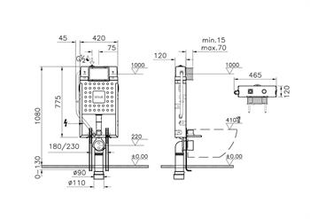 Vitra Gömme Rezervuar, Metal Ayaklı Set, 3/6 Litre 762-1851-01
