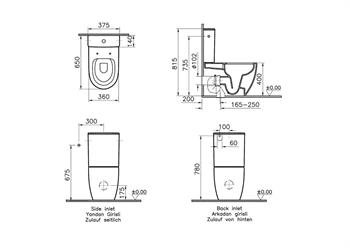 Vitra Klozet, Sento Rim-Ex, Duvara Tam Dayalı, Takım, Beyaz (Taharet Borusuz) 5987B003-0096