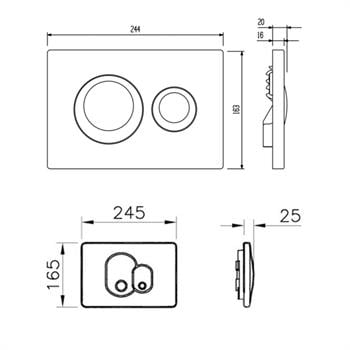 Vitra Kumanda Paneli, Çift Kademeli, Mat Krom, 711-1085