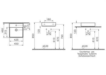 Vitra Lavabo, ArchiPlan, 45x46 cm, Mat Taş Gri, 7413B076-0001