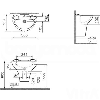 Vitra Lavabo, Arkitekt, Kurbağa, 6037B003-0001  (sadece istanbul teslimat için uygundur )