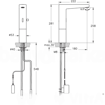 Vitra Lavabo Bataryası, AquaSee, Fotoselli, Tezgah Üstü (Çift Su girişli, Elektrikli) A47131