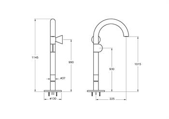Vitra  Lavabo Bataryası, Liquid, Yerden, Sağ El, Parlak Siyah, A4277539