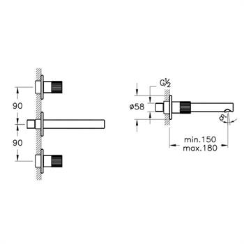 Vitra Lavabo Bataryası, Origin, Ankastre, Soft Bakır (Sıva Üstü Grubu) A4258229