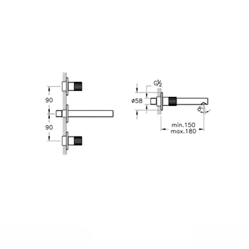 Vitra Lavabo Bataryası, Origin, Ankastre, Fırçalı Nikel (Sıva Üstü Grubu) A4258234
