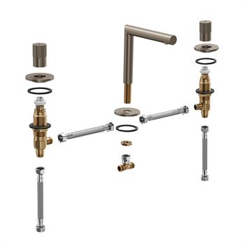 Vitra Lavabo Bataryası, Origin, Ankastre (3 Delikli Lavabolar İçin) Fırçalı Nikel, A4258334