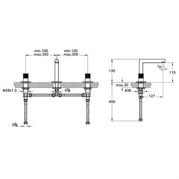 Vitra Lavabo Bataryası, Origin, Ankastre (3 Delikli Lavabolar için) Soft Bakır, A4258329