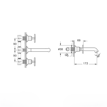 Vitra Lavabo Bataryası, Origin Classic, Ankastre (Sıva Üstü Grubu) A42890