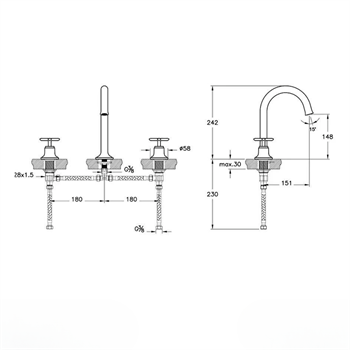 Vitra Lavabo Bataryası, Origin Classic, Ankastre (3 Delikli Lavabolar İçin) Soft Bakır, A4289129