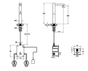 Vitra Lavabo Bataryası, Origin, Fotoselli, Tezgah Üstü (Çift Su girişli, Elektrikli) Fırçalı Nikel, A4722134