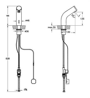 Vitra Lavabo Bataryası, Sento Çocuk, Fotoselli (Tek su girişli, Pilli) Krom-Yeşil, A47187