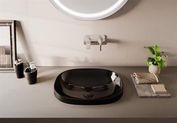 Vitra Lavabo, Frame, Tezgah Üstü, Oval, 56 cm, Siyah, 5652B470-0016  (sadece istanbul teslimat için uygundur )