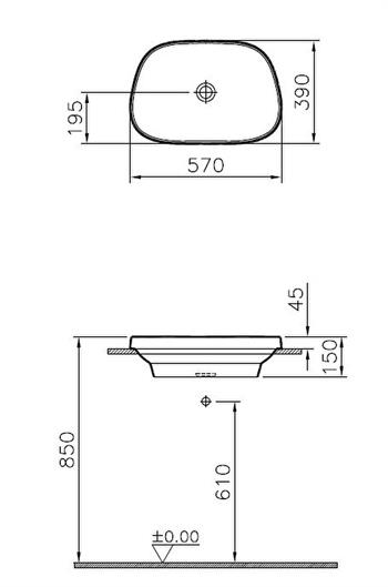 Vitra Lavabo, Frame, Tezgah Üstü, TV, 58 cm, Mat Beyaz, 5653B401-0016