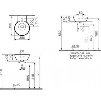 Vitra Lavabo, Geo, Yuvarlak, 38 cm, 4422B003-0001
