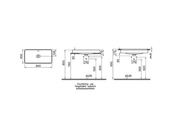 Vitra Lavabo, Metropole, Dikdörtgen, Çanak, 80 cm, 7536B003-0673