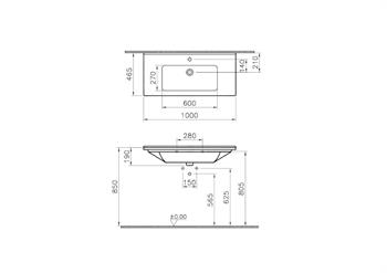 Vitra Lavabo, S50, Etajerli, 100 cm, 5479B003-0001