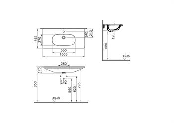 Vitra Lavabo, Zentrum, Etajerli, 100 cm, 7794B003-0001