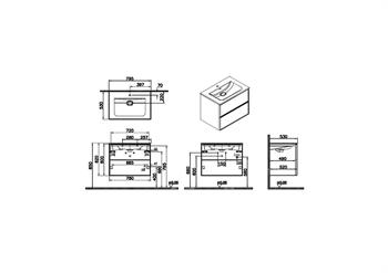 Vitra Metropole Edge Lavabo Dolabı, Çift Çekmeceli, Etajerli Lavabolu, 80 Cm, Siyah Meşe 67193