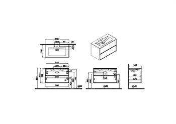 Vitra Metropole Edge Lavabo Dolabı, Çift Çekmeceli, Etajerli 3 Armatür Delikli Lavabolu, 100 Cm, Ceviz 67458