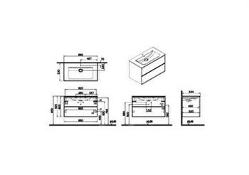 Vitra Metropole Edge Lavabo Dolabı, Çift Çekmeceli, Etajerli Lavabolu, 100 Cm, Ceviz 67156
