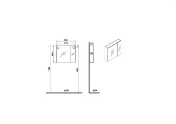 Vitra Mia Asimetrik Dolaplı Ayna, 80 cm, Parlak Antrasit 67705