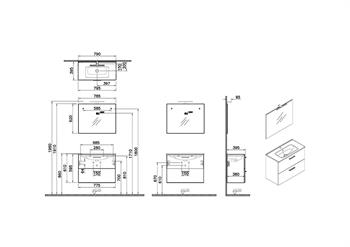 Vitra Mia Banyo Dolabı Seti 80Cm,Çekmeceli Altın Meşe 67093