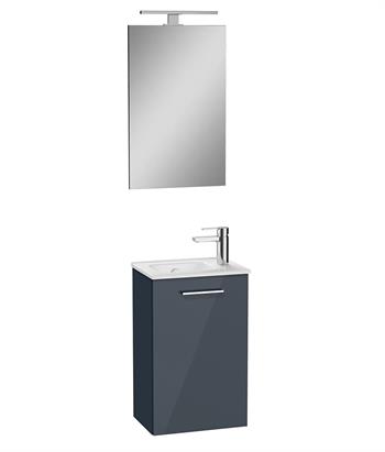 Vitra Mia Demonte Set, 40 cm, Kapaklı (Lavabo Dolabı, Aydınlatmalı Ayna) Parlak Antrasit, 69582