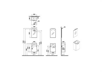 Vitra Mia Demonte Set, 40 cm, Kapaklı (Lavabo Dolabı, Aydınlatmalı Ayna) Parlak Antrasit, 69582