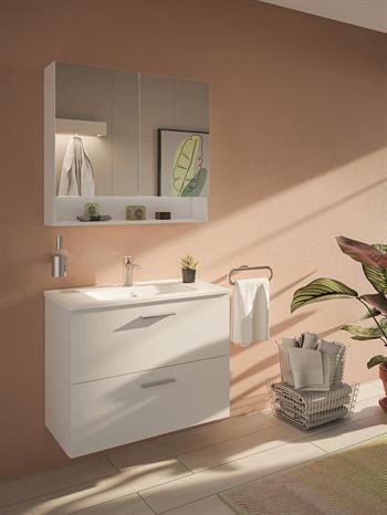 Vitra Mia Demonte Set, 80 Cm, Çekmeceli, (Lavabo Dolabı, Raflı-Dolaplı Ayna), Beyaz 66050