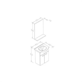 Vitra Mia Kapaklı Lavabo Dolabı - Düz Ayna Seti 40cm, Parlak Beyaz 69576