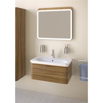 Vitra Nest Trendy Tek Çekmeceli Lavabo Dolabı 80 Cm Hareli Doğal Ahşap (Lavabo Dahil) 56138