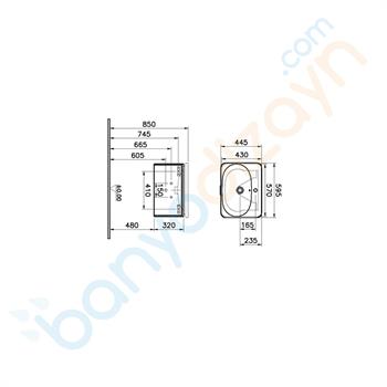 Vitra Nest Trendy Tek Çekmeceli Lavabo Dolabı, 60 cm, Parlak Beyaz (Lavabo Dahil), 56437