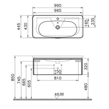 Vitra Nest Trendy Tek Çekmeceli Lavabo Dolabı, 100 Cm, Parlak Beyaz (Lavabo Dahil) 56439