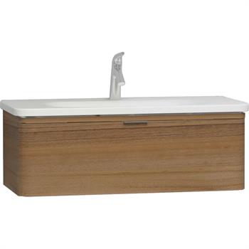 Vitra Nest Trendy Tek Çekmeceli Lavabo Dolabı 100 Cm Hareli Doğal Ahşap (Lavabo Dahil) 56141