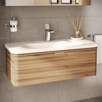 Vitra Nest Trendy Tek Çekmeceli Lavabo Dolabı 100 Cm Hareli Doğal Ahşap (Lavabo Dahil) 56141