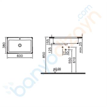 Vitra Nuo Tezgah Altı Lavabo, 60 cm, 7434B003-1083 