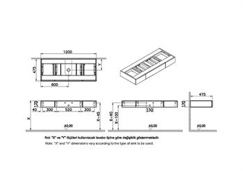 Vitra Origin Çekmeceli Tezgah, 120 cm, Hareli Siyah Meşe, 65686 