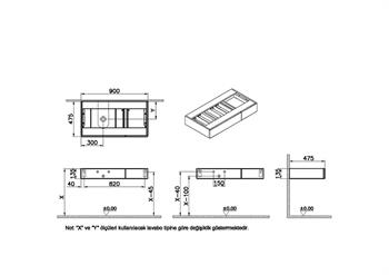 Vitra Origin Çekmeceli Tezgah, 90 cm, Karaağaç, 65674 