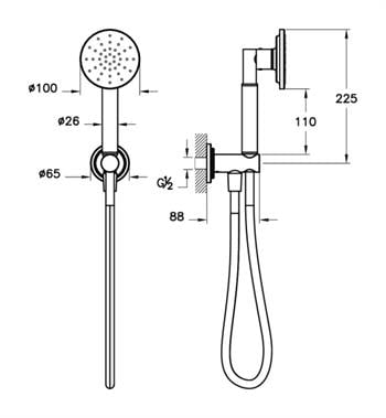 Vitra Origin Classic 1F Sürgülü El Duşu Takımı, Mat Siyah A4579536